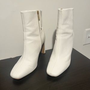 White Boots - Journee Collection - Sarla Lizard Embossed Block Heel Bootie